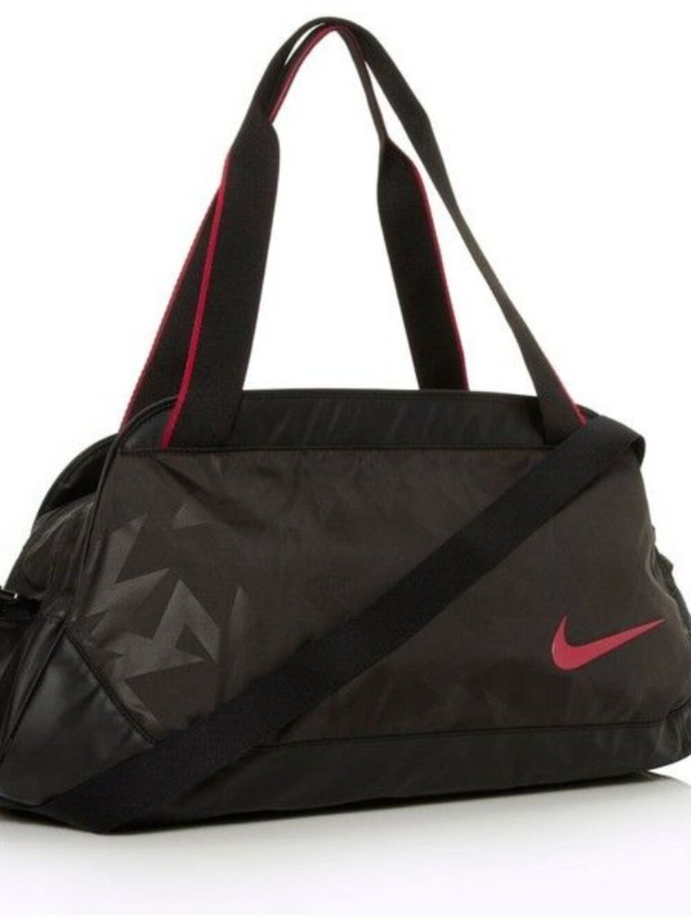 Nike Duffel Gym Bag Black Pink Swoosh Sport Travel Bag